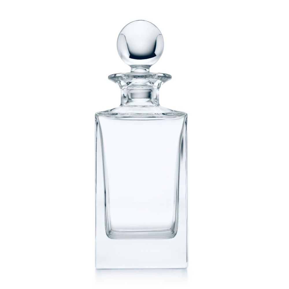 NWT Tiffany & Co. Home Essentials Classic Square Decanter in Crystal Glass 26 oz